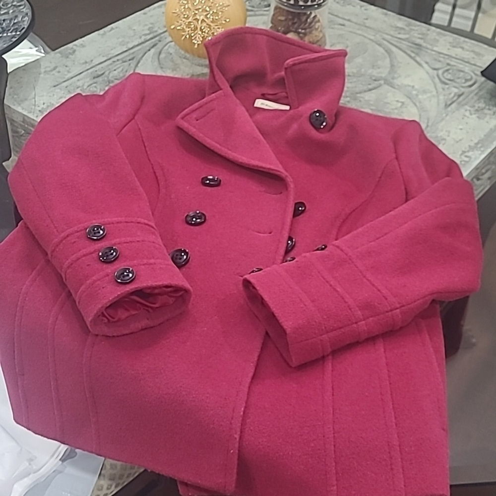 St. JOHNS BAY WOMEN'S PINK WOOL & CASHMERE COAT LARGE